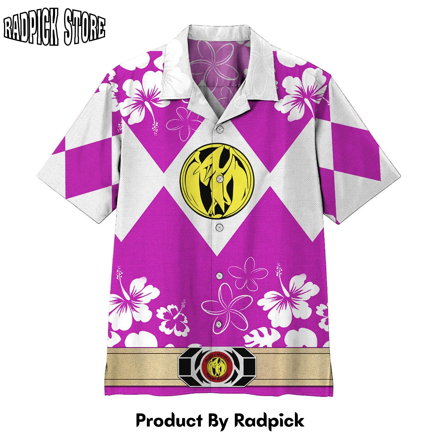 Radpick 3d mighty morphin power ranger pink hawaii shirt rp292544